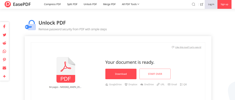 EasePDF Unlock PDF Download File