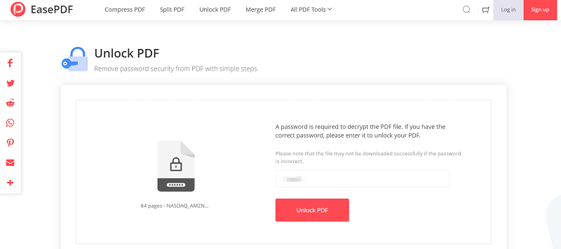 EasePDF Unlock PDF Enter Password