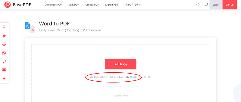 EasePDF Word to PDF Add File