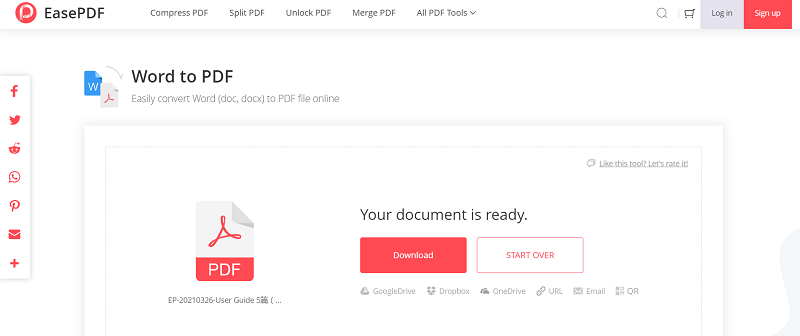 EasePDF Word to PDF Download File
